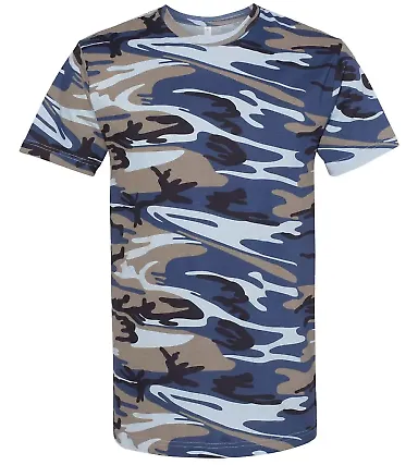 Code V 3907 Adult Camo Tee Blue Woodland front view