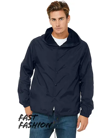 Bella + Canvas 3955 Fast Fashion Hooded Coach's Ja NAVY front view