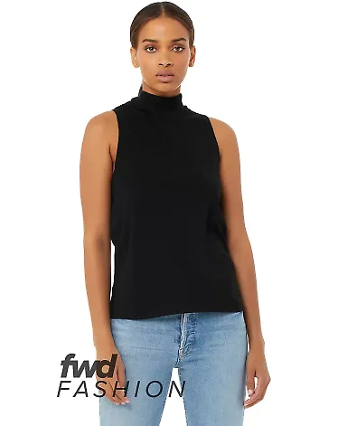 Bella + Canvas 6807 Fast Fashion Women's Mock Neck in Solid blk blend front view