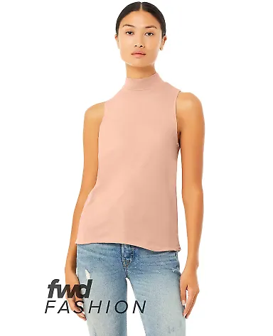 Bella + Canvas 6807 Fast Fashion Women's Mock Neck in Heather peach front view