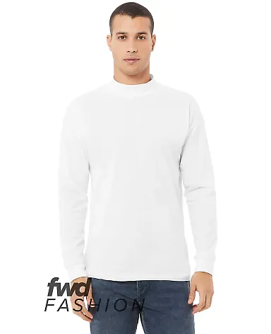 Bella + Canvas 3520 Fast Fashion Unisex Mock Neck  in White front view