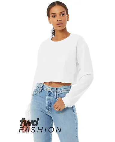 Bella + Canvas 6501 Fast Fashion Women's Cropped L in White front view