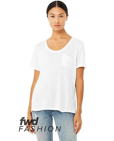 Bella + Canvas 8818 Fast Fashion Women's Flowy Poc in White front view