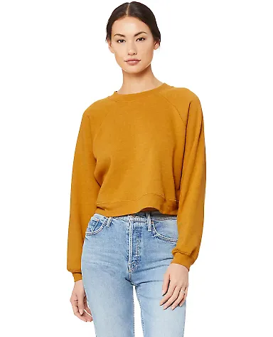 Bella + Canvas 7505 Fast Fashion Women's Raglan Pu HEATHER MUSTARD front view