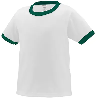Augusta Sportswear 712 Toddler Ringer T-Shirt White/ Dark Green front view