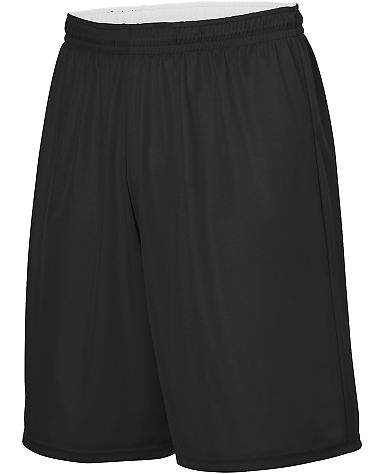 Augusta Sportswear 1406 Reversible Wicking Shorts in Black/ white front view