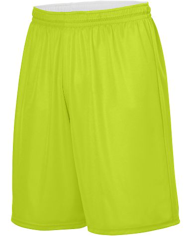 Augusta Sportswear 1406 Reversible Wicking Shorts in Lime/ white front view