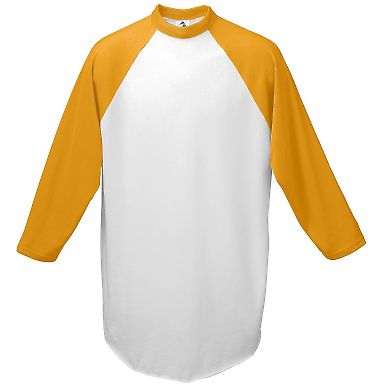 Augusta Sportswear 4420 Three-Quarter Raglan Sleev in White/ gold front view