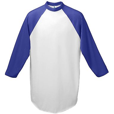 Augusta Sportswear 4420 Three-Quarter Raglan Sleev in White/ purple front view