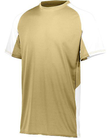 Augusta Sportswear 1518 Youth Cutter Jersey in Vegas gold/ white front view