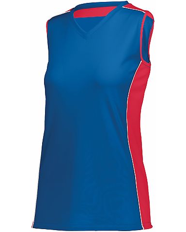 Augusta Sportswear 1677 Girls Paragon Jersey in Royal/ red/ white front view