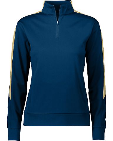 Augusta Sportswear 4388 Women's Medalist 2.0 Pullo in Navy/ vegas gold front view