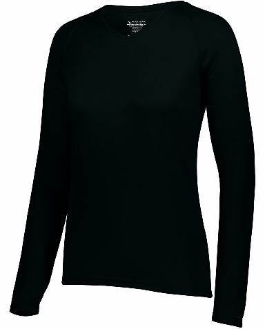Augusta Sportswear 2797 Women's Attain Wicking Lon in Black front view