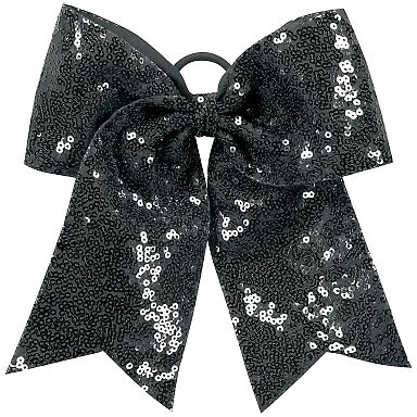 Augusta Sportswear 6702 Sequin Cheer Hair Bow in Black front view