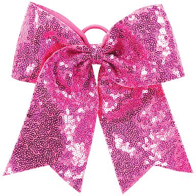 Augusta Sportswear 6702 Sequin Cheer Hair Bow in Power pink front view