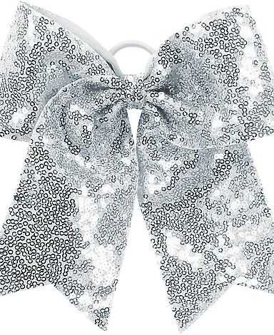 Augusta Sportswear 6702 Sequin Cheer Hair Bow in Silver grey front view