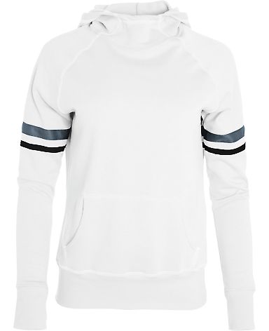 Augusta Sportswear 5441 Girls Spry Hoodie in White/ black/ graphite front view