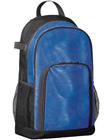 Augusta Sportswear 1106 All Out Glitter Backpack in Royal glitter/ black front view