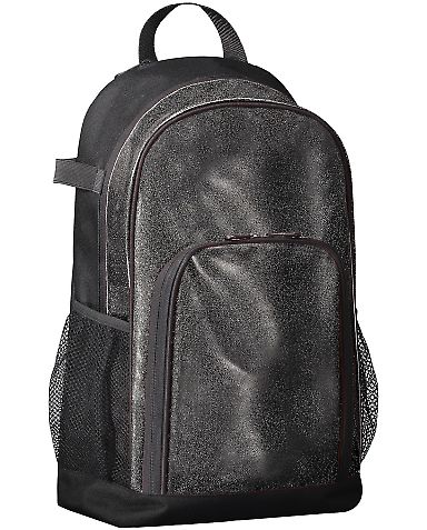 Augusta Sportswear 1106 All Out Glitter Backpack in Black glitter/ black front view
