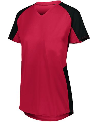 Augusta Sportswear 1522 Women's Cutter Jersey in Red/ black front view