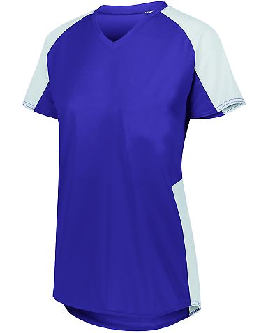 Augusta Sportswear 1522 Women's Cutter Jersey in Purple/ white front view