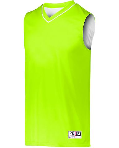 Augusta Sportswear 153 Youth Reversible Two Color  in Lime/ white front view