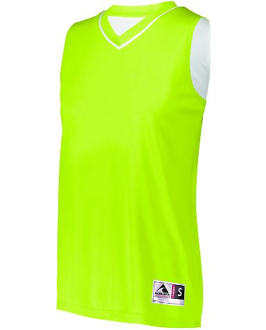 Augusta Sportswear 154 Women's Reversible Two Colo in Lime/ white front view