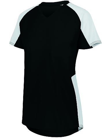 Augusta Sportswear 1523 Girls' Cutter Jersey in Black/ white front view