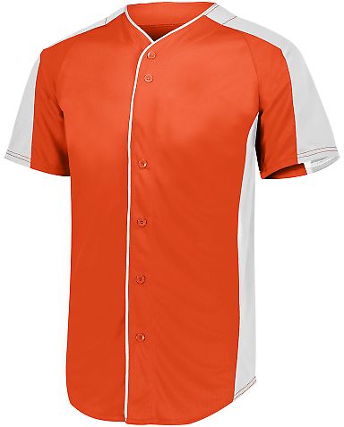 Augusta Sportswear 1655 Full Button Baseball Jerse in Orange/ white front view