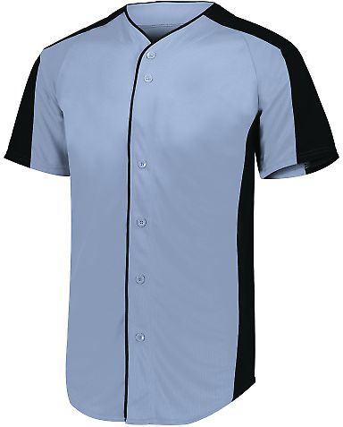 Augusta Sportswear 1655 Full Button Baseball Jerse in Blue grey/ black front view