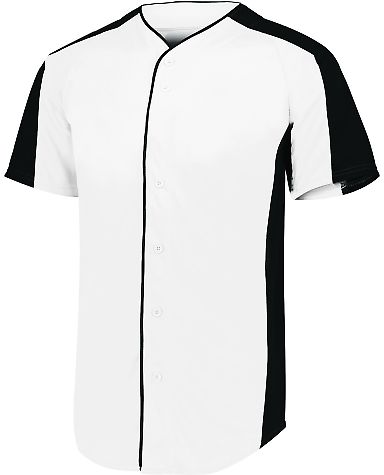 Augusta Sportswear 1655 Full Button Baseball Jerse in White/ black front view