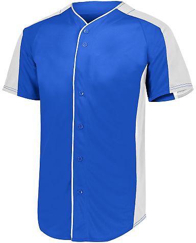 Augusta Sportswear 1656 Youth Full Button Baseball in Royal/ white front view