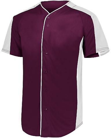 Augusta Sportswear 1656 Youth Full Button Baseball in Maroon/ white front view