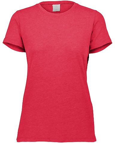 Augusta Sportswear 3067 Women's Triblend Short Sle in Red heather front view