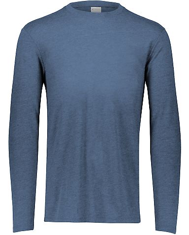 Augusta Sportswear 3075 Triblend Long Sleeve Crewn in Storm heather front view