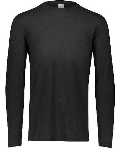 Augusta Sportswear 3076 Youth Triblend Long Sleeve in Black heather front view