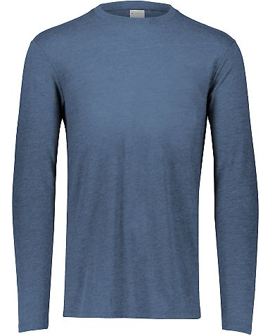 Augusta Sportswear 3076 Youth Triblend Long Sleeve in Navy heather front view