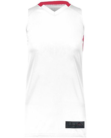 Augusta Sportswear 1732 Women's Step-Back Basketba in White/ red front view
