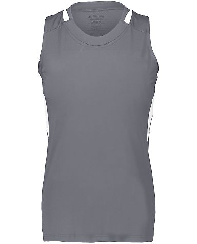 Augusta Sportswear 2436 Women's Crossover Tank Top in Graphite/ white front view