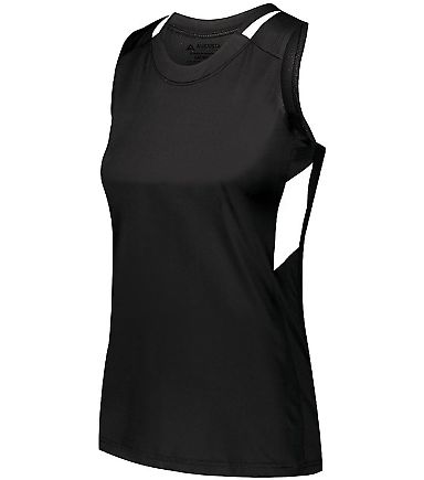 Augusta Sportswear 2436 Women's Crossover Tank Top in Black/ white front view