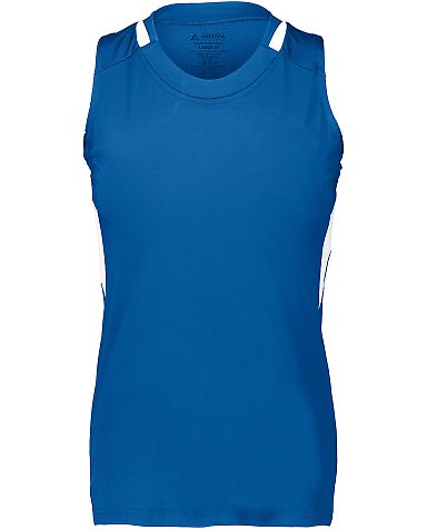 Augusta Sportswear 2437 Girls Crossover Tank Top in Royal/ white front view