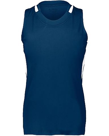 Augusta Sportswear 2437 Girls Crossover Tank Top in Navy/ white front view