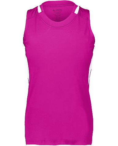 Augusta Sportswear 2437 Girls Crossover Tank Top in Power pink/ white front view