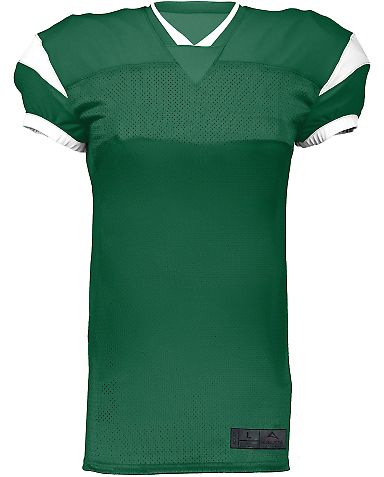 Augusta Sportswear 9582 Slant Football Jersey DARK GREEN/ WHT front view