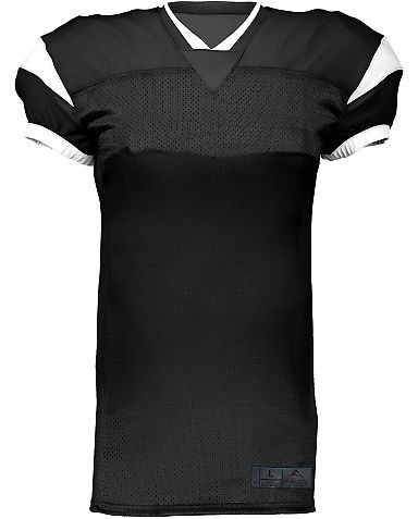 Augusta Sportswear 9582 Slant Football Jersey in Black/ white front view