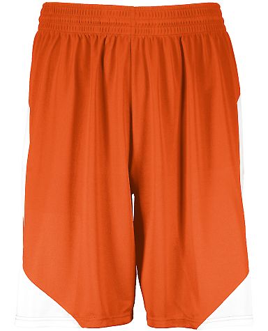 Augusta Sportswear 1733 Step-Back Basketball Short in Orange/ white front view