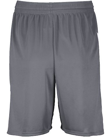 Augusta Sportswear 1733 Step-Back Basketball Short in Graphite/ white front view
