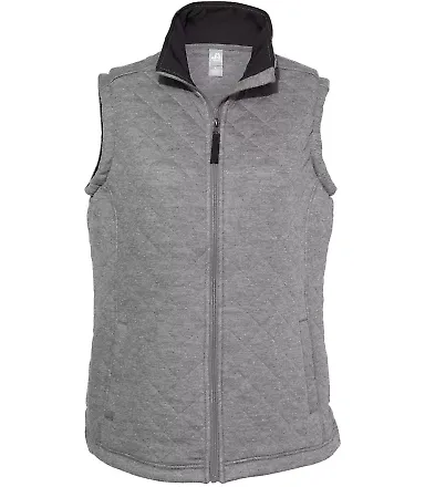 J America 8892 Women’s Quilted Full-Zip Vest Charcoal Heather front view