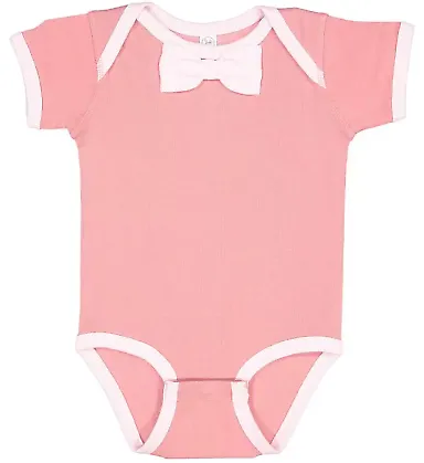 Rabbit Skins 4407 Baby Rib Infant Bow Tie Bodysuit MAUVELOUS/ BLRNA front view
