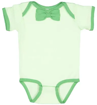Rabbit Skins 4407 Baby Rib Infant Bow Tie Bodysuit MINT/ GRASS front view